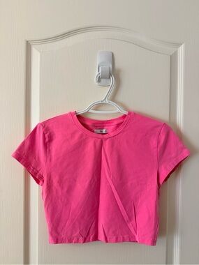 Aritzia TNA Neon Pink Crewneck Tee